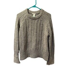 H&M Women's Crew Neck Chunky Knit Sweater Gray Small